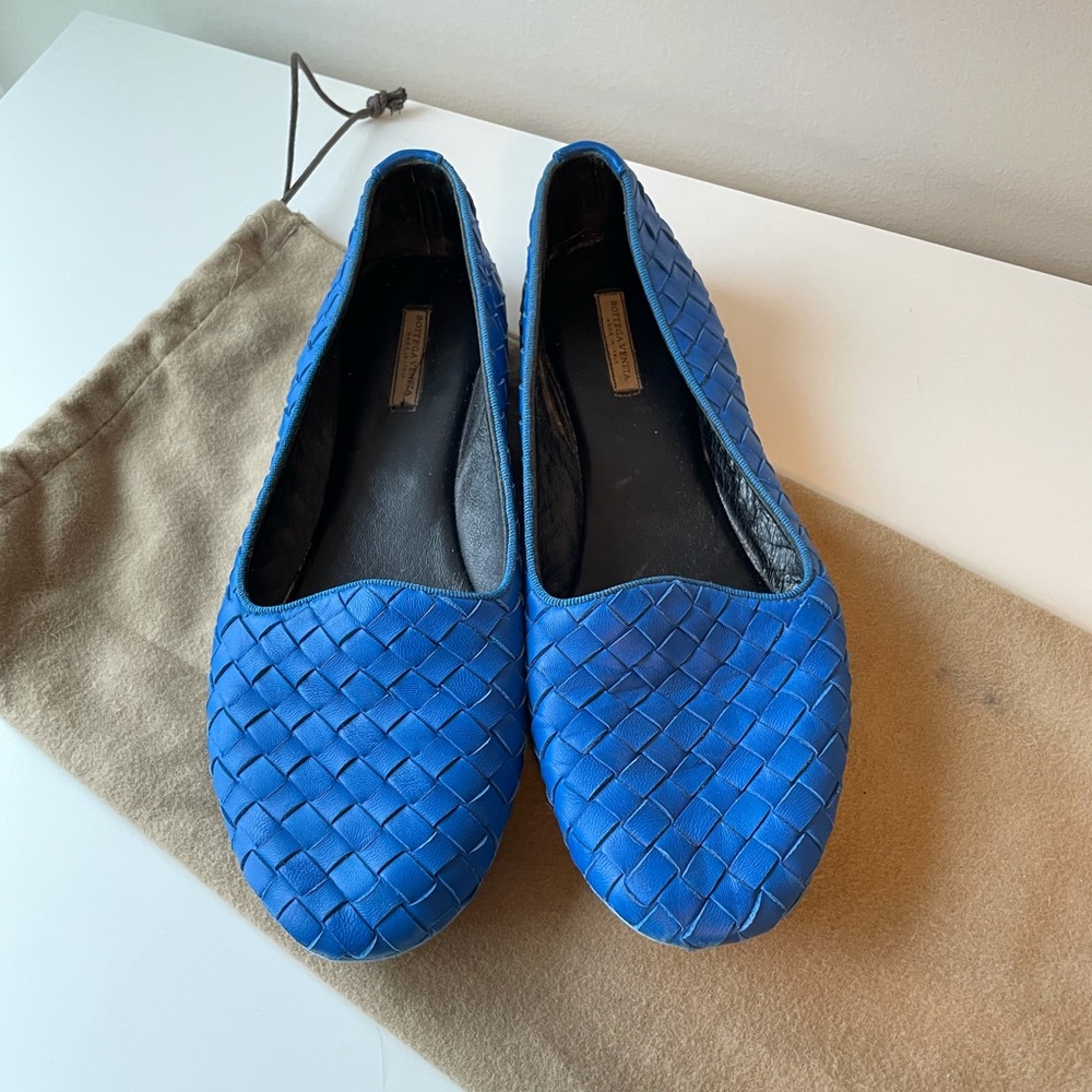 Bottega Veneta women’s intrecciato blue flats 36.5 - Picture 1 of 9